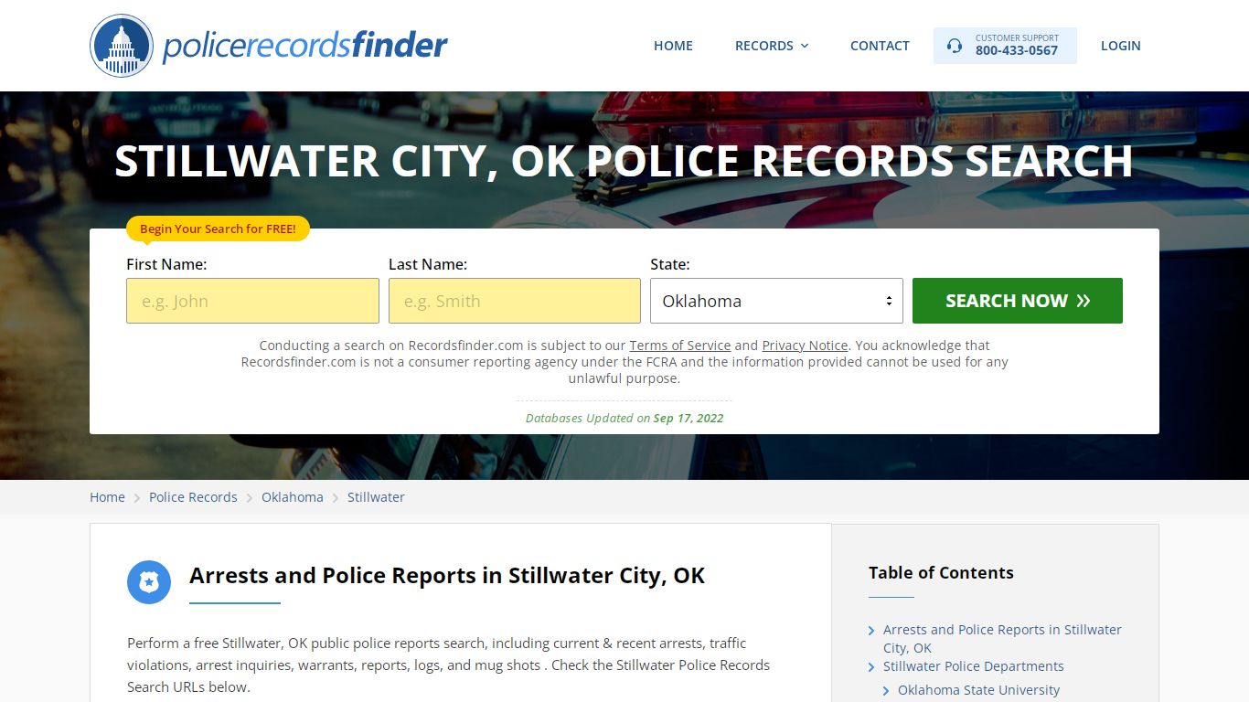 Stillwater, Penobscot County, OK Police Reports & Police Department Records